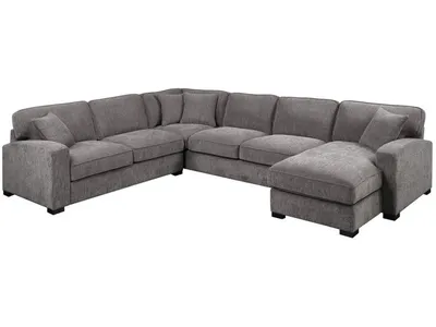 Repose-3Pc Sectional-W / 4 Pillows-Dark Grey