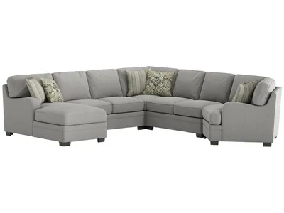 Analiese-5Pc Modular Sectional W / 6 Pillows -Lt Grey