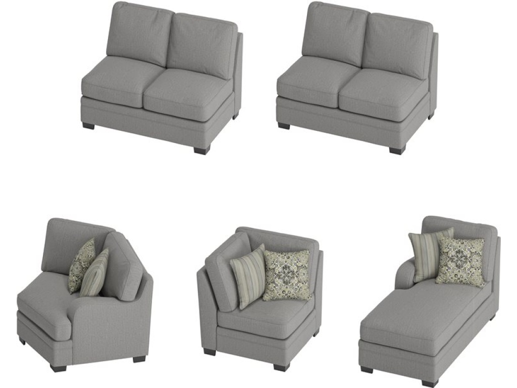 Analiese-5Pc Modular Sectional W / 6 Pillows -Lt Grey - image 3