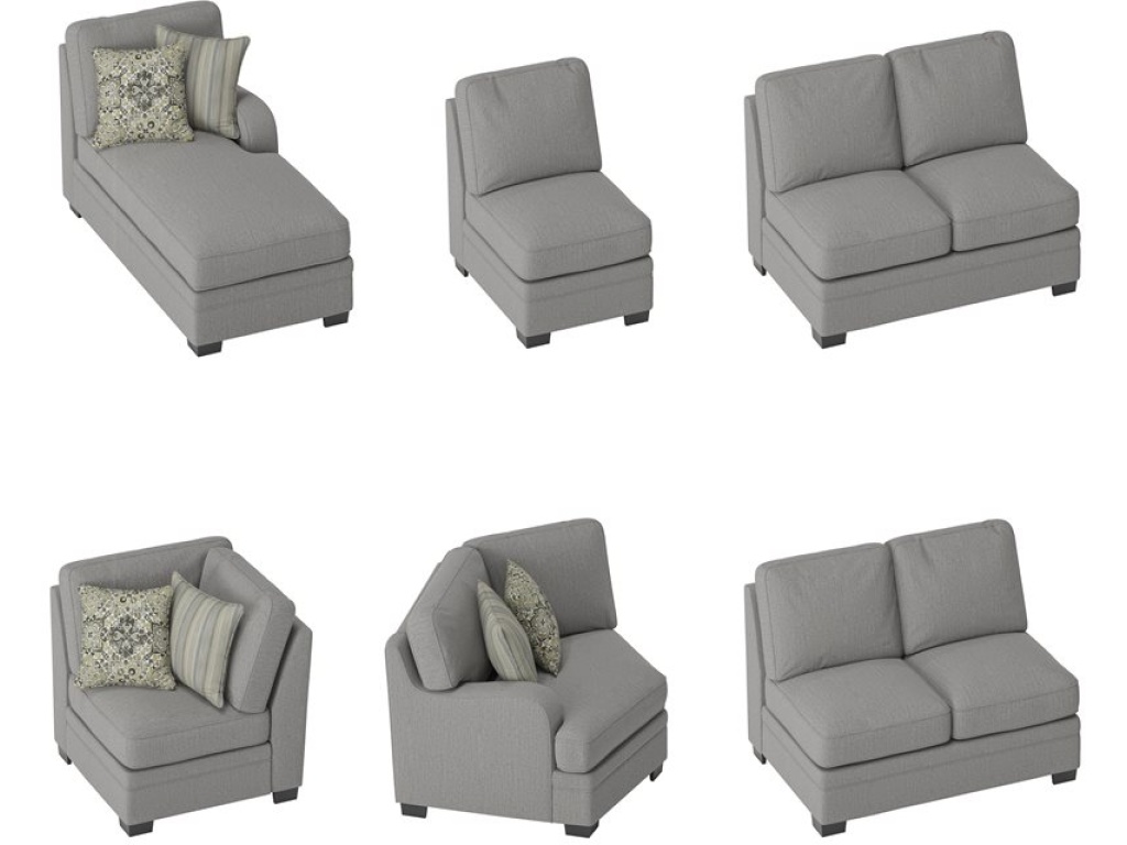 Analiese-Modular 6Pc Sectional W / 6 Pillows -Lt Grey - image 5