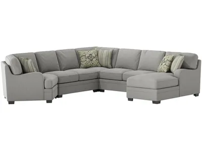Analiese-Modular 5Pc Sectional W / 6 Pillows -Lt Grey