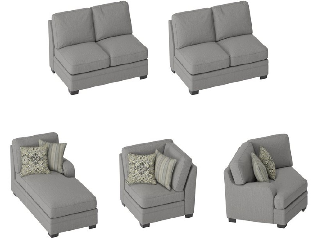 Analiese-Modular 5Pc Sectional W / 6 Pillows -Lt Grey - image 3