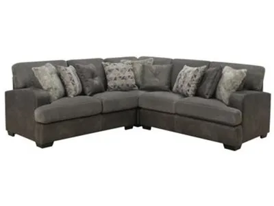 Berlin-3Pc Sectional-Lsf Love-Corner Chair-Rsf Love W / 6 Pillows-Grey