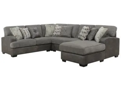Berlin-4Pc Sectional-Lsf Love-Corner Chair-Armless Love-Rsf Chaise W / 9 Pillows-Grey