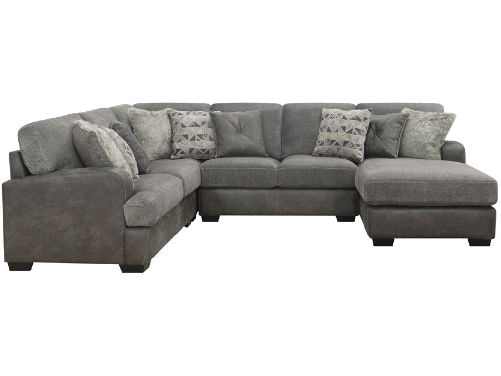 Berlin-4Pc Sectional-Lsf Love-Corner Chair-Armless Love-Rsf Chaise W / 9 Pillows-Grey - image 1