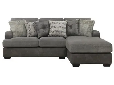 Berlin-2Pc Sectional-Lsf Love-Rsf Chaise W / 6 Pillows-Grey