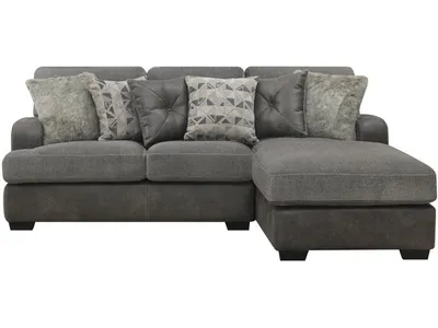 Berlin-2Pc Sectional-Lsf Love-Rsf Chaise W / 6 Pillows-Grey