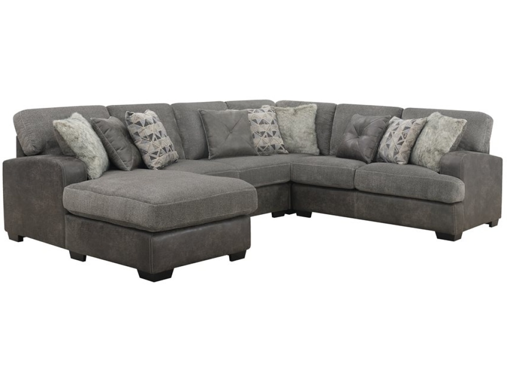 Berlin-4Pc Sectional-Rsf Love-Corner Chair-Armless Love-Lsf Chaise W / 9 Pillows-Grey - main image