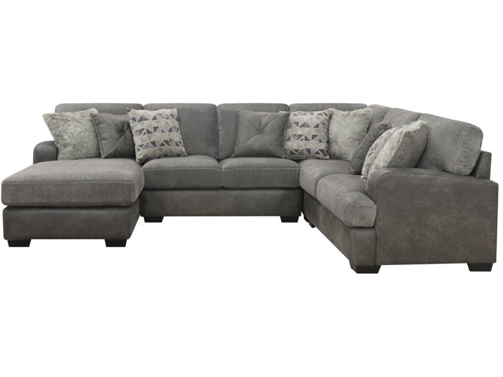 Berlin-4Pc Sectional-Rsf Love-Corner Chair-Armless Love-Lsf Chaise W / 9 Pillows-Grey - image 1