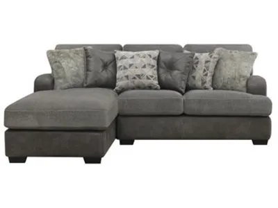 Berlin-2Pc Sectional-Rsf Loveseat-Lsf Chaise W / 6 Pillows Grey