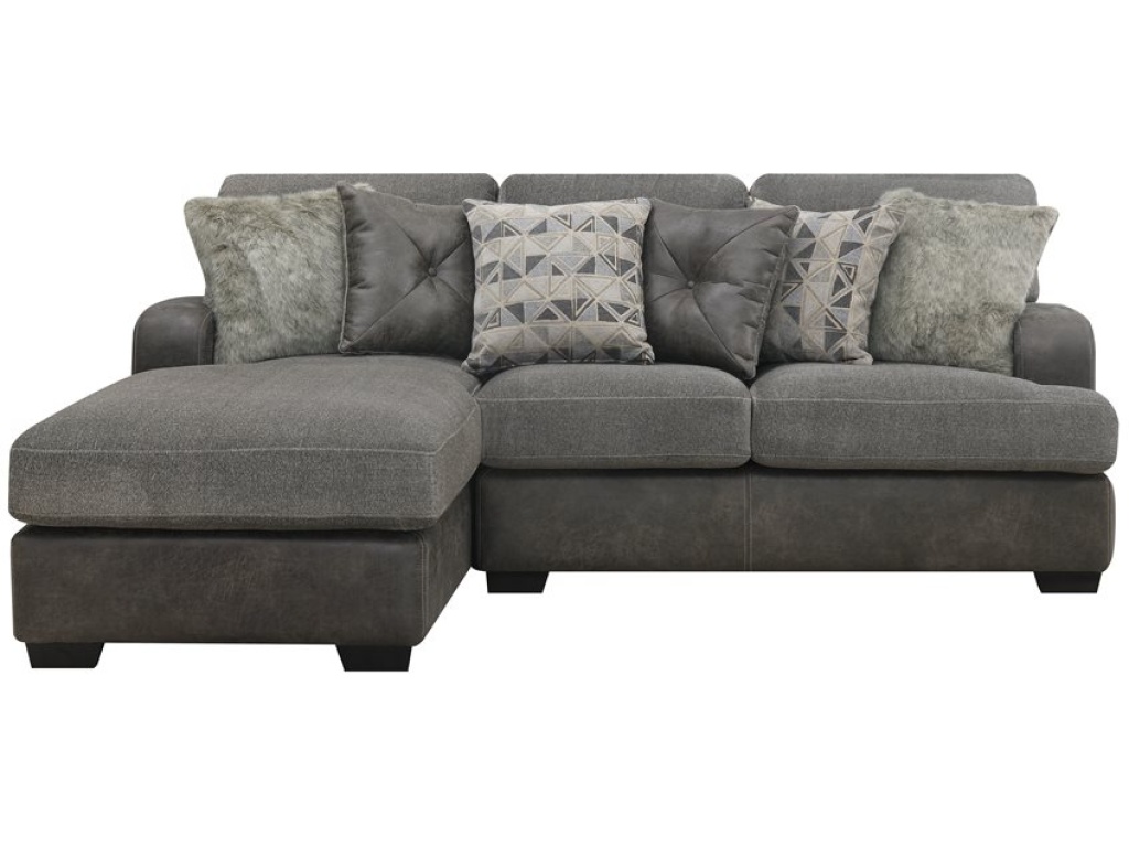 Berlin-2Pc Sectional-Rsf Loveseat-Lsf Chaise W / 6 Pillows Grey - image 1