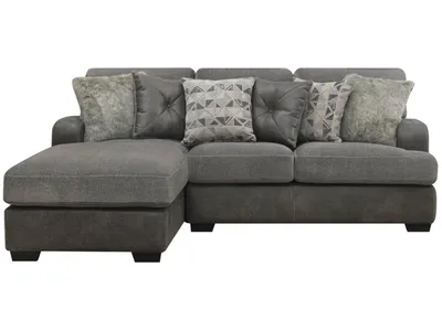 Berlin-2Pc Sectional-Rsf Loveseat-Lsf Chaise W / 6 Pillows Grey - Alternative View