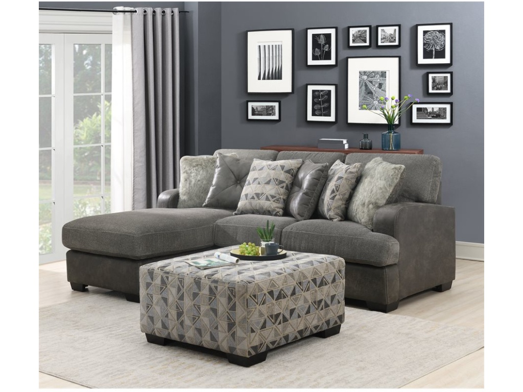 Berlin-2Pc Sectional-Rsf Loveseat-Lsf Chaise W / 6 Pillows Grey - image 8