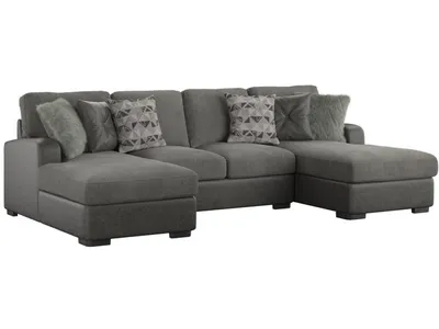 Berlin-3Pc Sectional-Lsf Chaise-Armless Loveseat-Rsf Chaise W / 6 Pillows-Grey