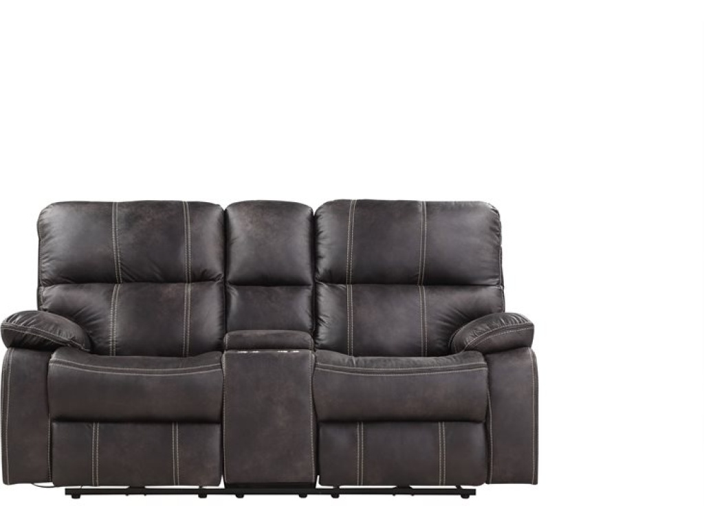 Power Console Loveseat W / Usb Power Outlet-Grey - image 1