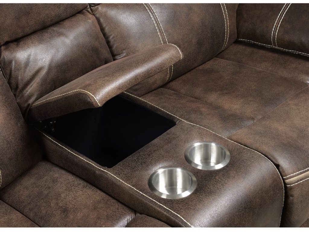 Power Console Loveseat W / Usb Power Outlet-Brown - image 5