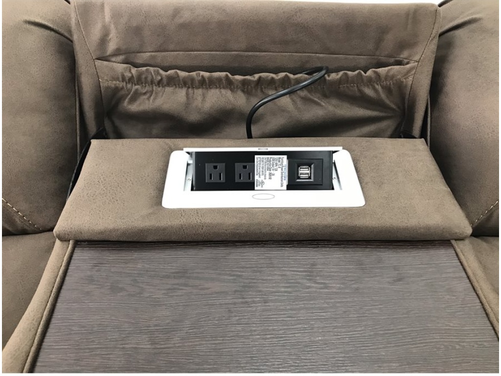 Motion Sofa W /  Dropdown Table & Usb - Brown - image 4