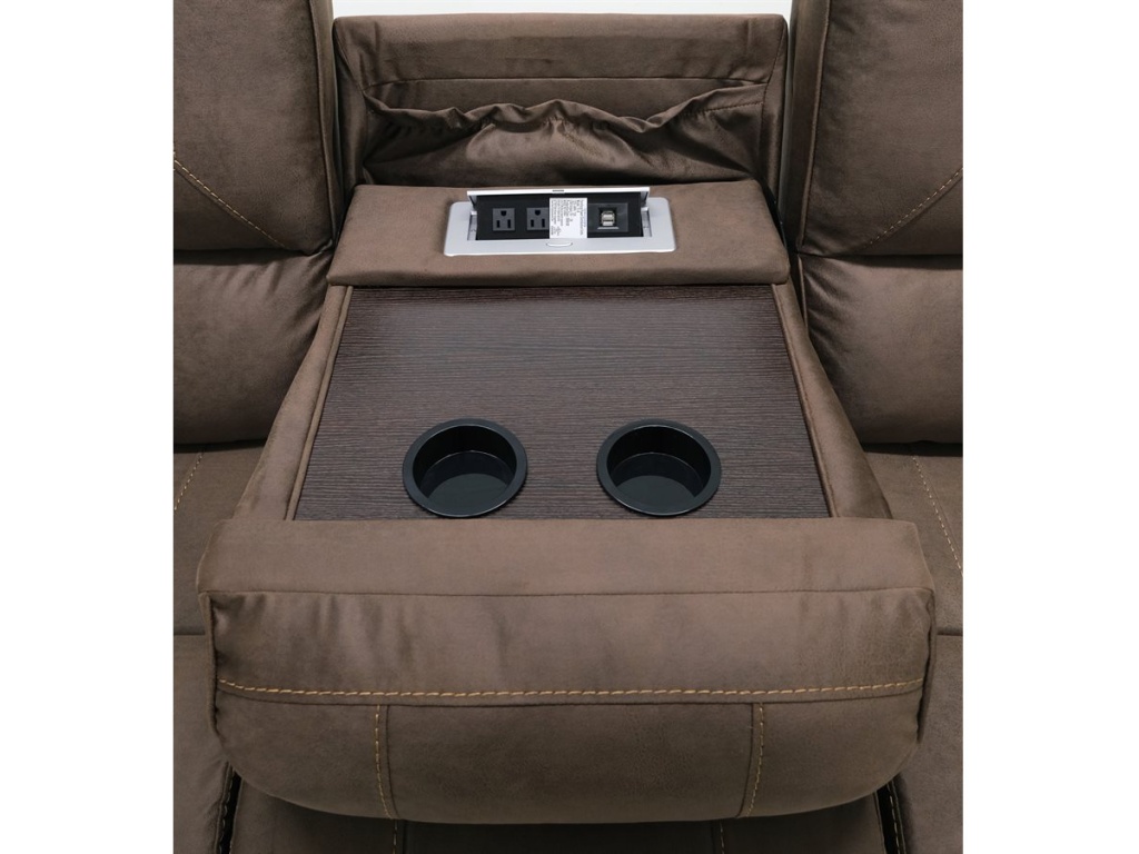 Motion Sofa W /  Dropdown Table & Usb - Brown - image 5