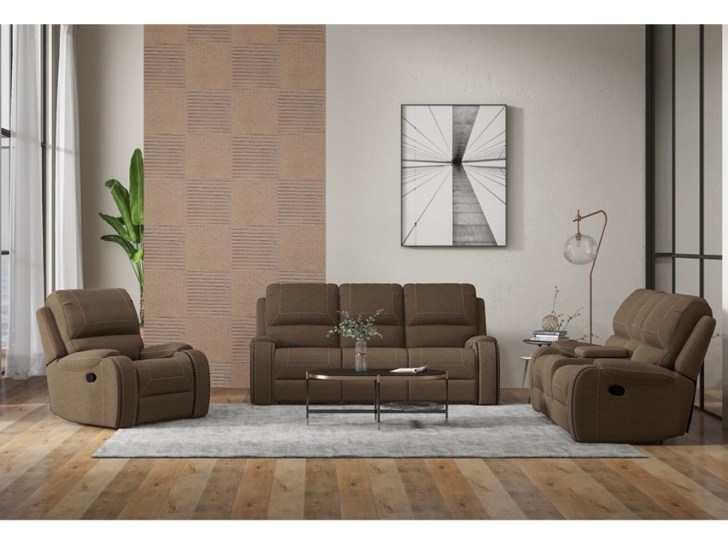 Motion Sofa W /  Dropdown Table & Usb - Brown - image 6