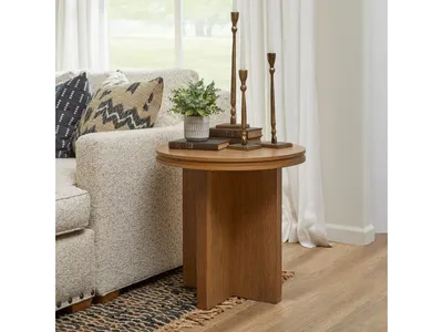 Waterfall Brown Round End Table