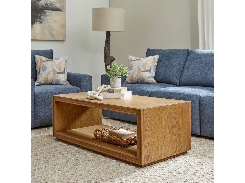Waterfall Brown Rectangular Coffee Table with Casters - image 1