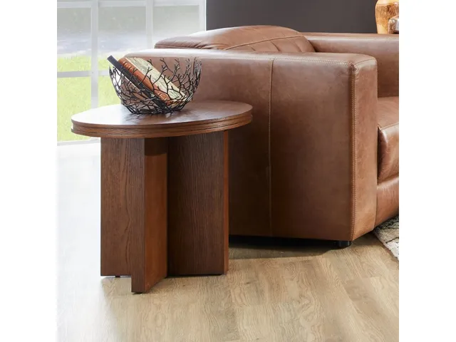 Waterfall Brown Round End Table - Alternative View