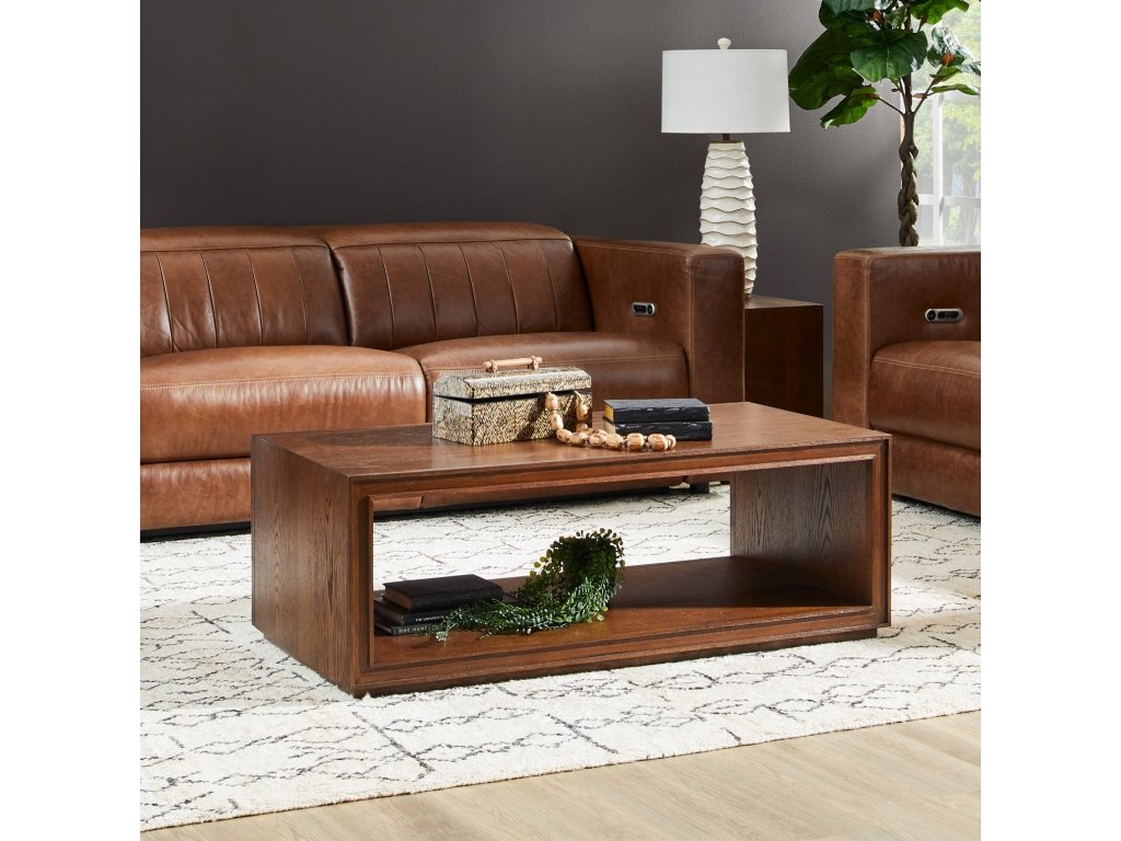 Waterfall Brown Rectangular Coffee Table with Casters - image 1