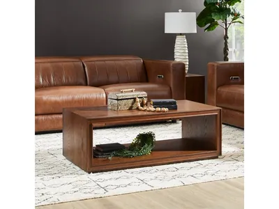 Waterfall Brown Rectangular Coffee Table with Casters