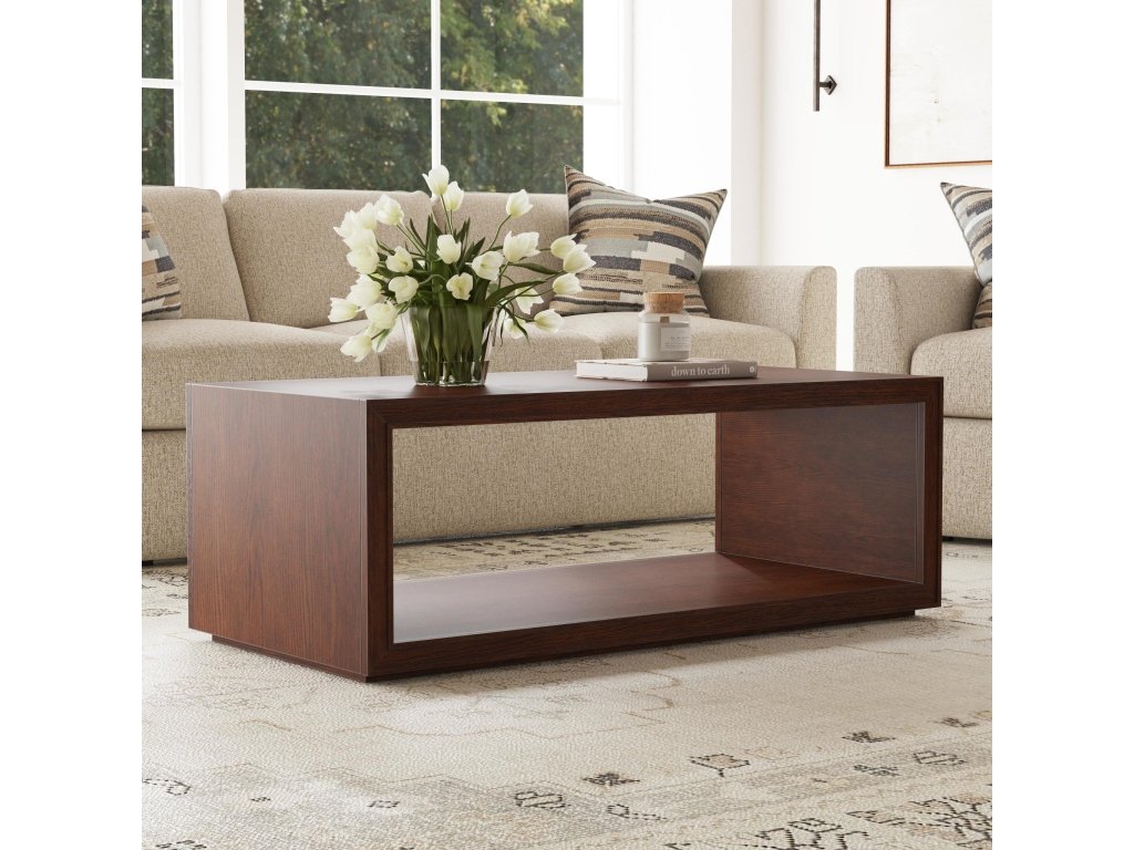 Waterfall Brown Rectangular Coffee Table with Casters - image 6