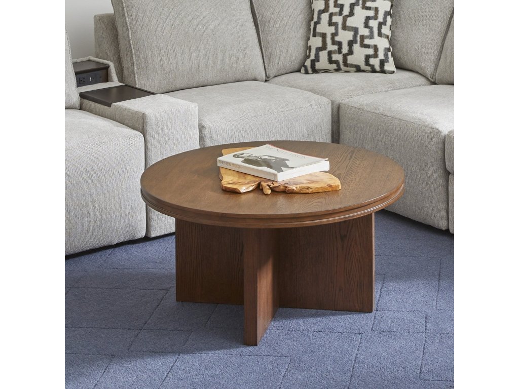 Waterfall Brown Round Coffee Table - image 1