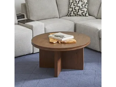 Waterfall Brown Round Coffee Table
