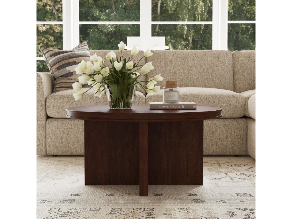 Waterfall Brown Round Coffee Table - image 4