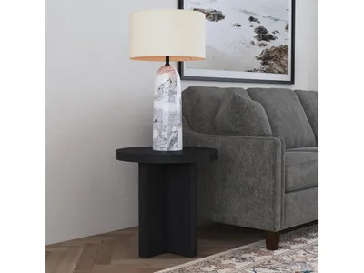 Waterfall Black Round End Table