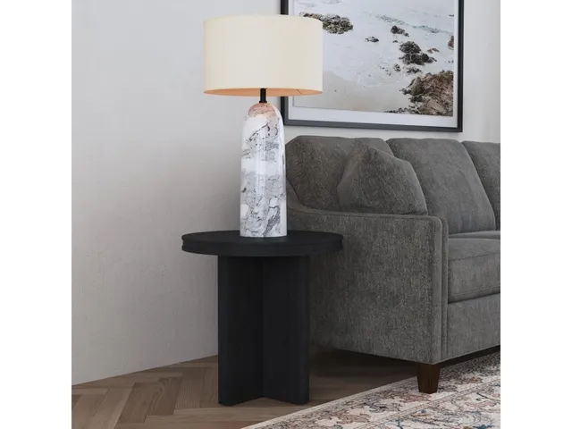 Waterfall Black Round End Table - Alternative View