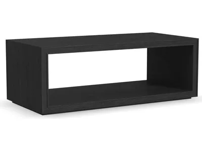Waterfall Black Rectangular Coffee Table with Casters
