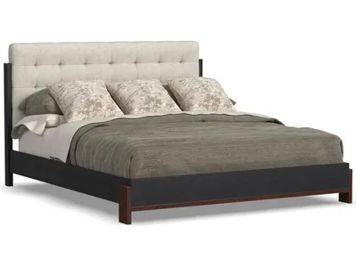 Waterfall Black King Upholstered Bed