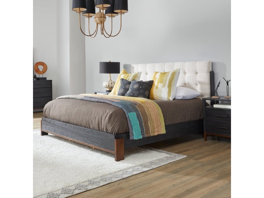 Waterfall Black King Upholstered Bed - image 1