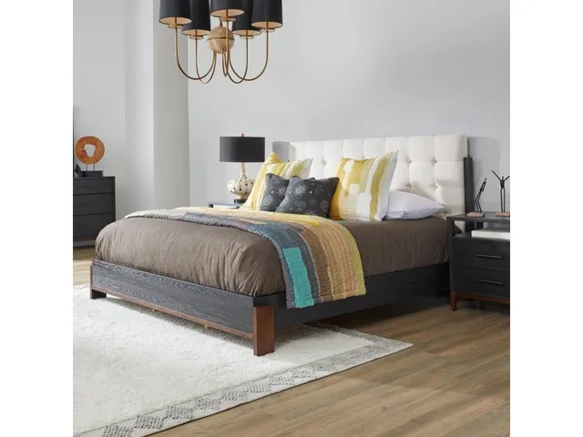 Waterfall Black King Upholstered Bed - Alternative View