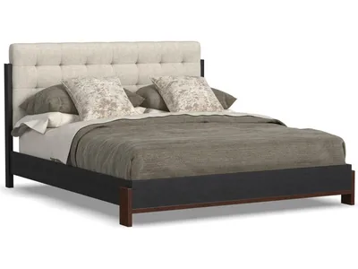 Waterfall Black Queen Upholstered Bed