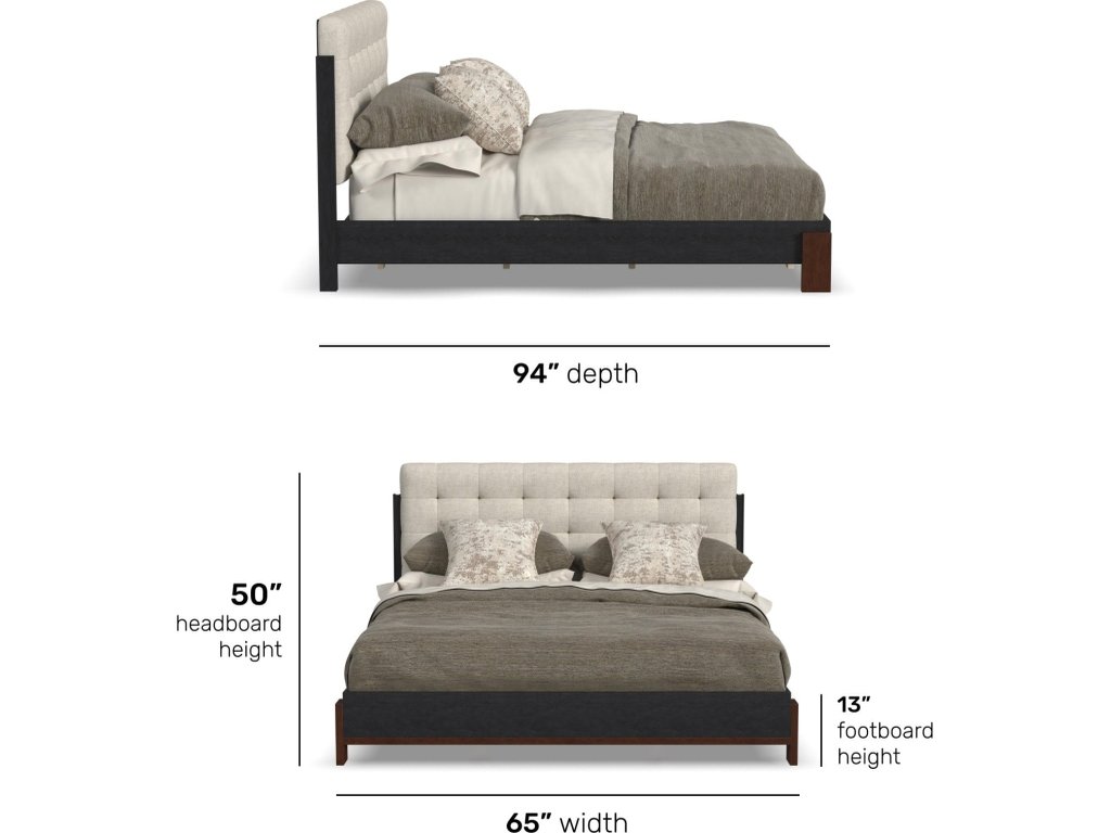 Waterfall Black Queen Upholstered Bed - image 4