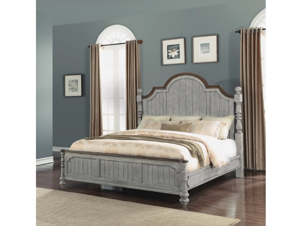 Plymouth Gray King Poster Bed - image 1