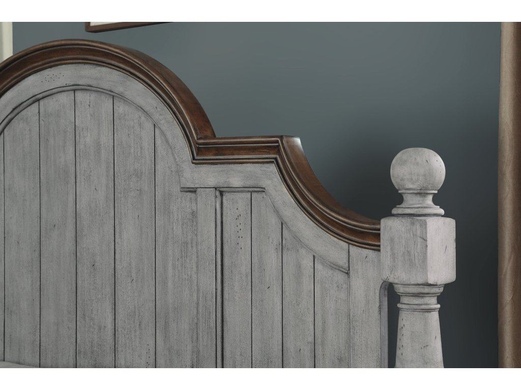 Plymouth Gray Queen Poster Bed - image 1