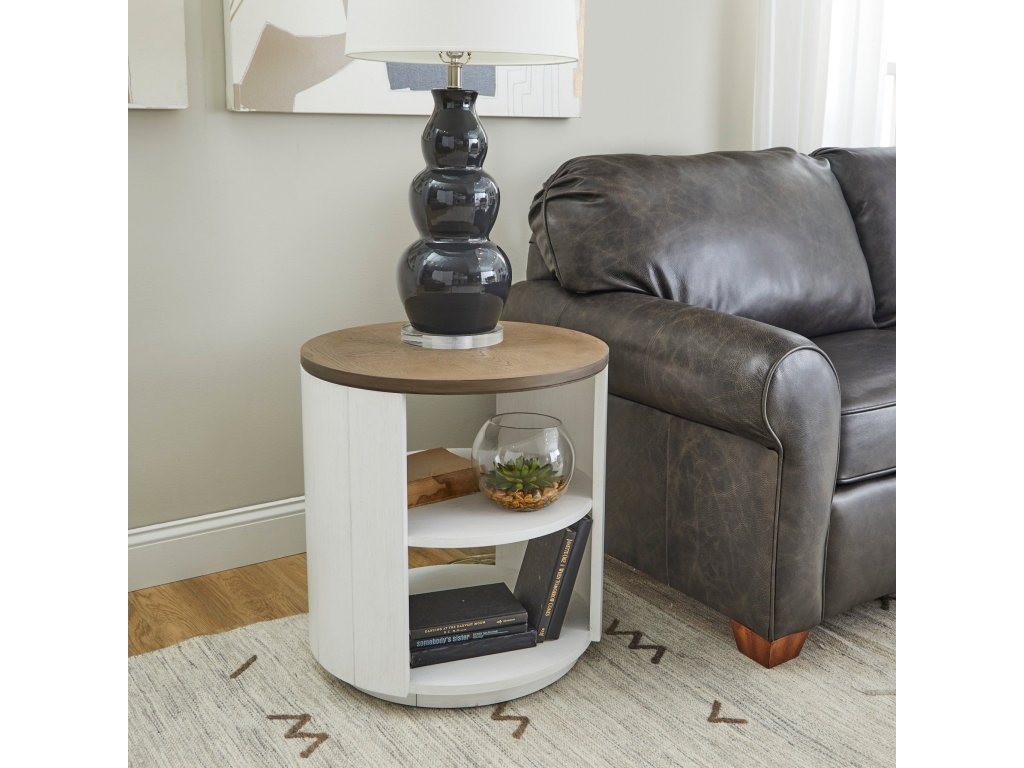 Melody White Round End Table - image 1