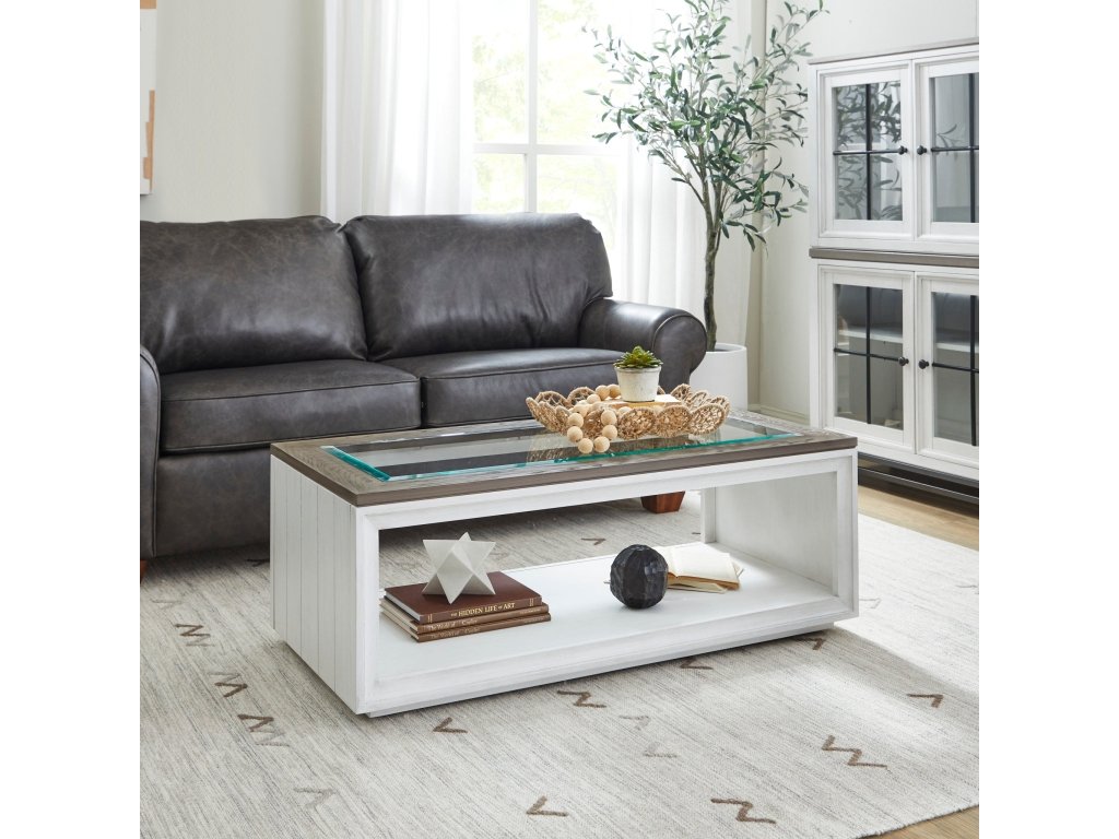 Melody White Rectangular Coffee Table with Casters - image 1