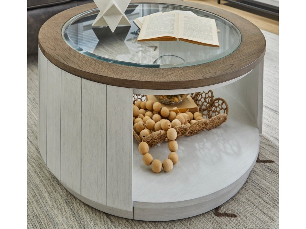 Melody White Round Coffee Table with Casters - image 4