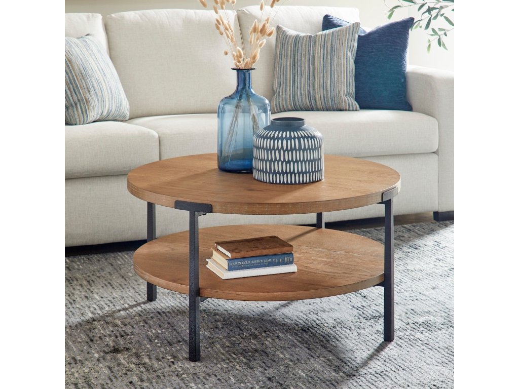 Millwork Brown Round Coffee Table - image 1