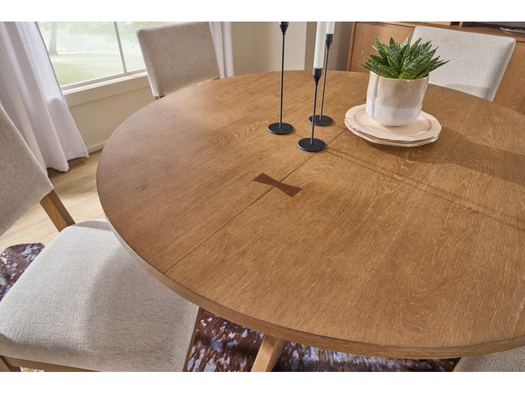 Millwork Brown Round Dining Table - image 5