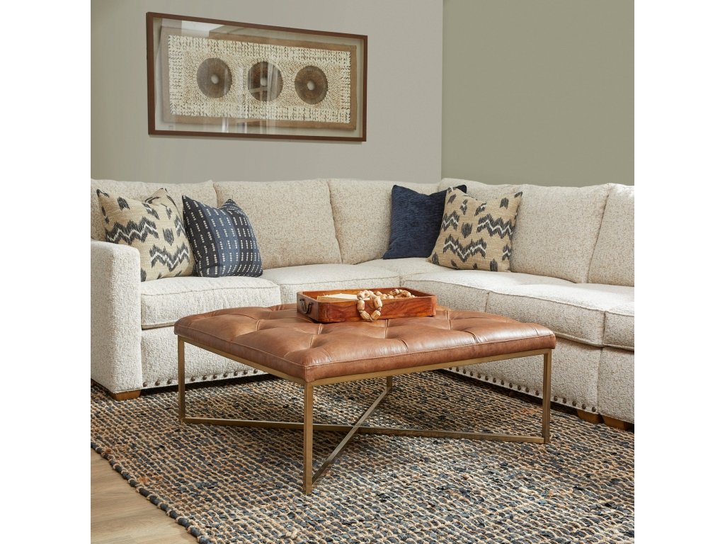 Hamilton Chestnut Square Upholstered Ottoman - image 1