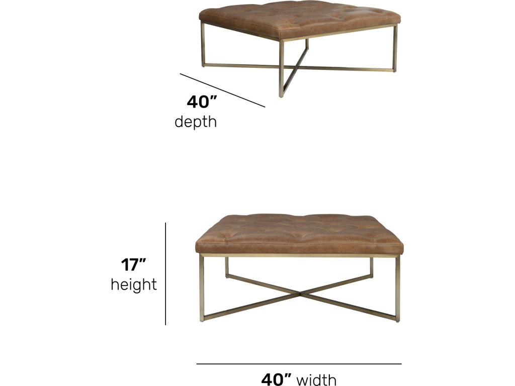 Hamilton Chestnut Square Upholstered Ottoman - image 3