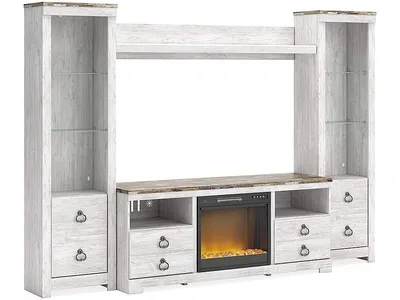 Willowton 4-Piece Entertainment Center with Electric Fireplace